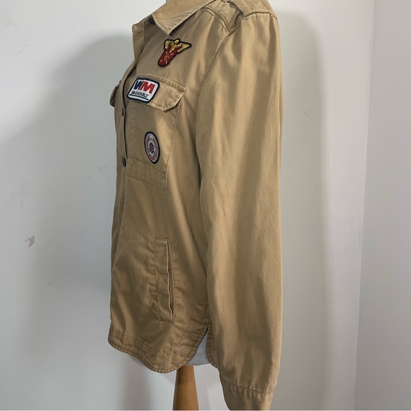 Atmosphere Shacket Utility Top Long Sleeve Cotton Tan Brown + Badges UK 10 - Picture 7 of 16